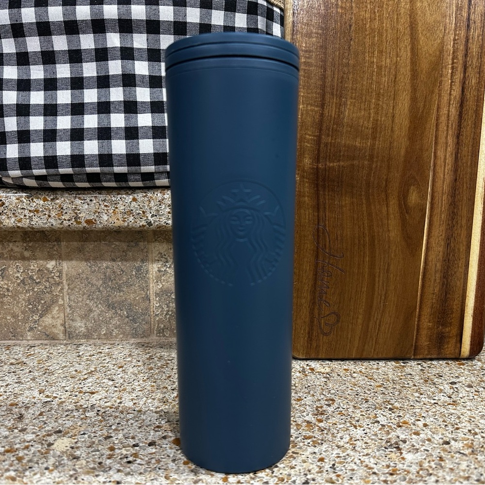 Starbucks |  Matte Navy Blue Recycled Plastic 16 oz Tumbler with Embossed Logo